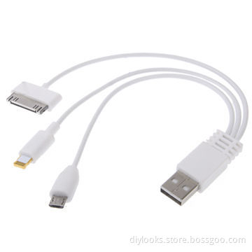 3-in-1 USB 2.0 Micro USB Multifunctional Dual USB Charger Data Cable for iPhone and Other Phones